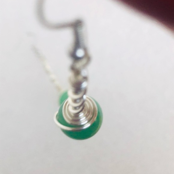 Womans earrings Green aventurine dangle wire wrap earrings handmade earrings 2” - Picture 4 of 6